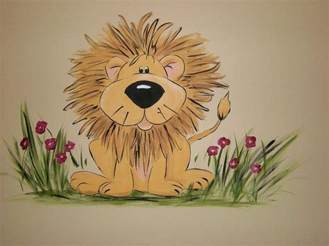 Whimsical Jungle Animal Baby Nursery | Baby animal nursery, Lion mural, Cartoon lion