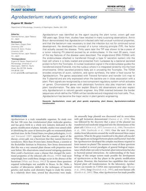 (PDF) Agrobacterium: nature’s genetic engineer