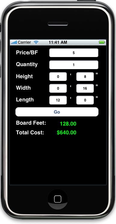 Board Feet Calculator - iPhone and iPod Touch Application for Lumber Calculations