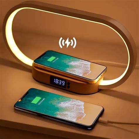 Multifunction-Wireless-Charger-Pad-Stand-Clock-LED-Desk-Lamp-Night ...