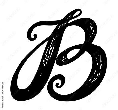 Letter B. Calligraphy alphabet typeset lettering. Hand drawn alphabet ...