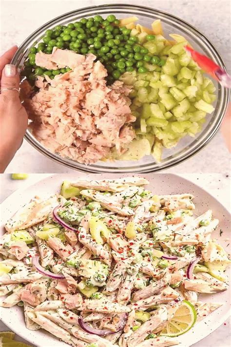 CREAMY TUNA PASTA SALAD | Health dinner recipes, Tuna salad pasta ...