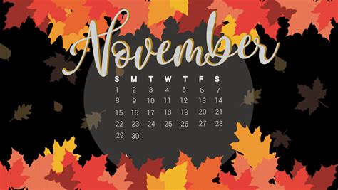 November Calendar Wallpaper 2022 - Printable Word Searches