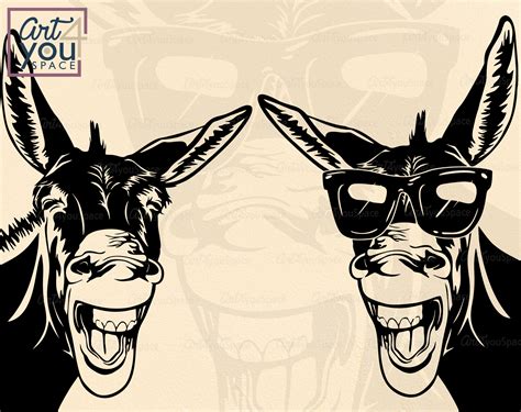 Donkey Svg Cricut Funny Animal Glasses Farm Head Peeking - Etsy