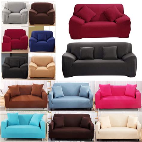 Solid Color Super Stretch Sofa Cover Recliner Lounge Settee Armchair ...