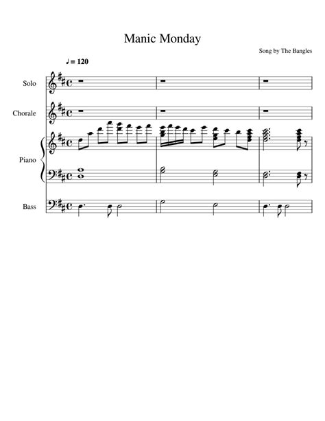 Manic Monday Sheet music for Piano | Download free in PDF or MIDI | Musescore.com