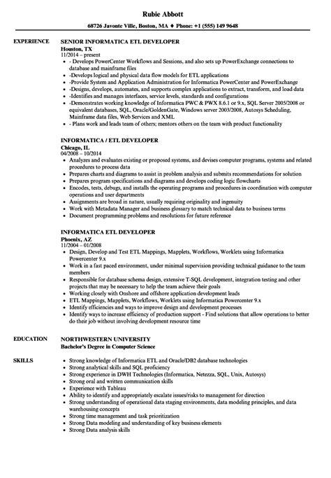 Informatica Developer Resume Sample