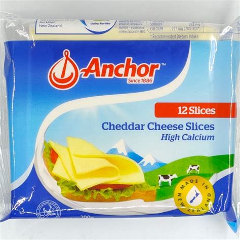 Anchor Cheddar Cheese Slices 12 Slices 200g 芝士片 - Bak Lai Fish Ball Food Industries