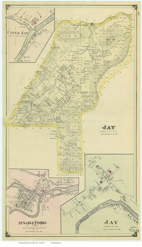 Jay, New York 1876 - Old Town Map Reprint - Essex Co. Atlas - OLD MAPS