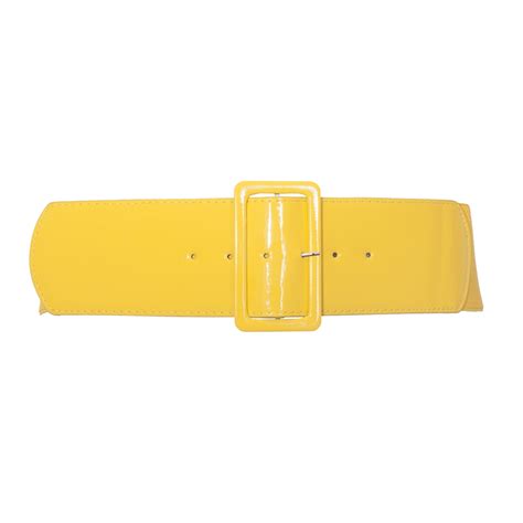 Women's Wide Patent Leather Fashion Belt Yellow | eVogues Apparel