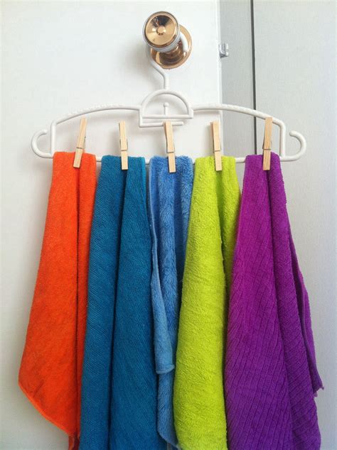 Small space solution! Dry microfiber clothes on a hanger with clothes pin in a sunny space. Easy ...