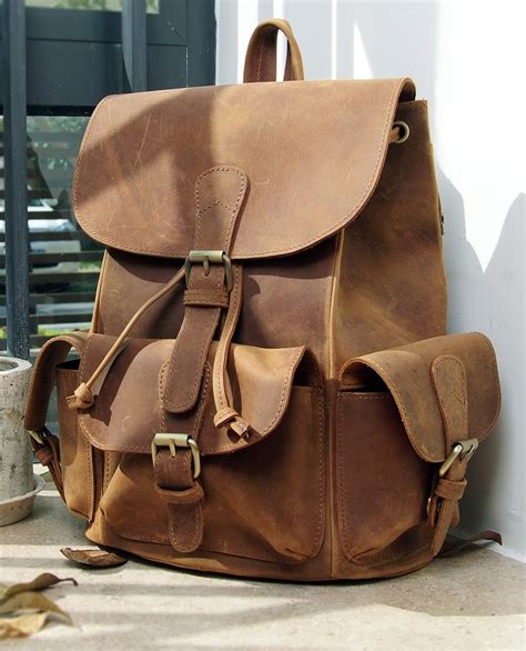 Vintage leather backpack, womens leather backpack - BagsWish