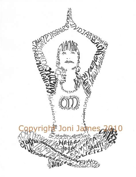 Yoga Girl Word Art Calligraphy or Typography Calligram Illustration ...