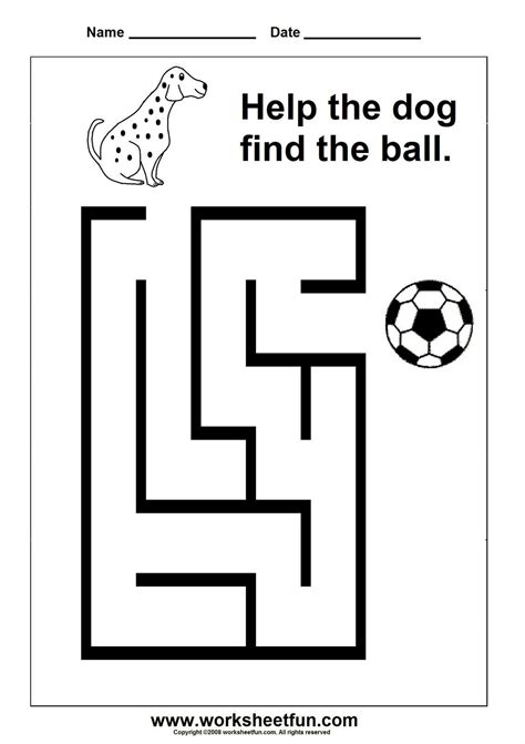 Free Printable Maze Worksheets