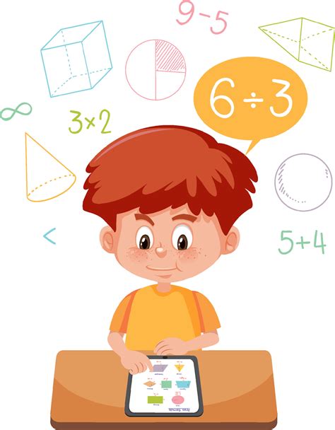 Boy learning math using tablet 3741962 Vector Art at Vecteezy