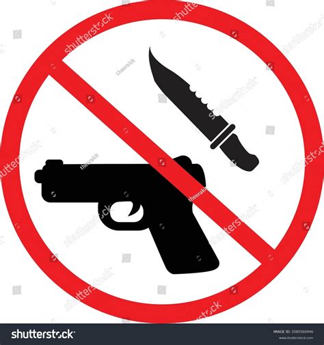 Sign Prohibited Gun Knife On White Stock Vector (Royalty Free ...