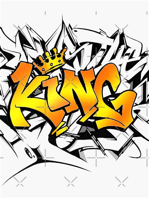 "King with crown and graffiti " Sticker by momo1978 | Redbubble