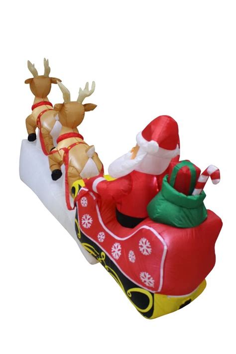 The Holiday Aisle Santa Claus Reindeer Sleigh Christmas Inflatable ...