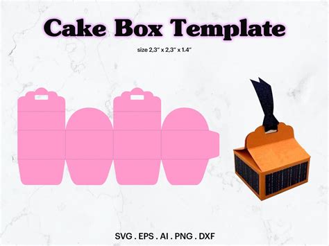 Cake Box Template SVG Cake Box Size 2.3 X 2.3 X - Etsy