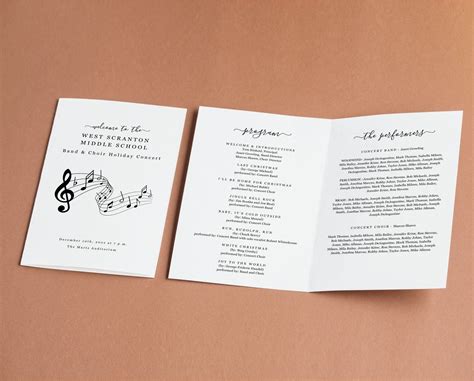 Choir or Band Concert Program Template, Printable Pamphlet, Editable Word Download Folded ...