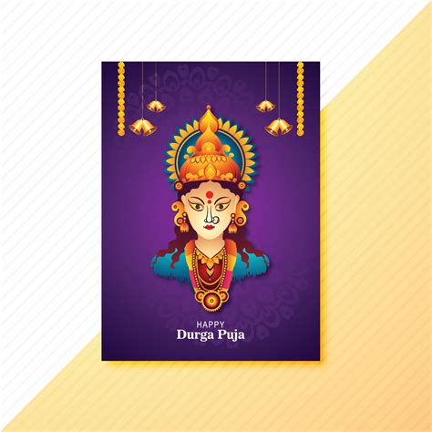 Happy durga puja india festival holiday card illustration brochure ...