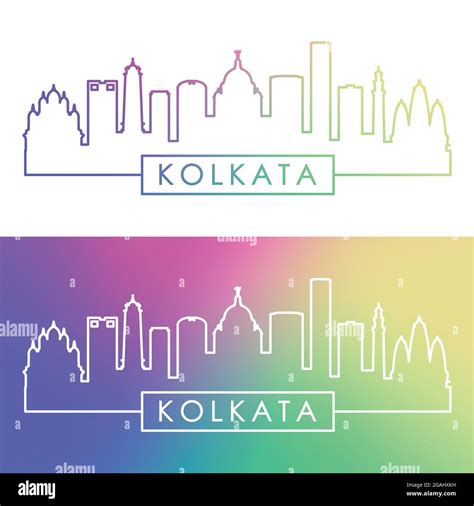 Kolkata skyline. Colorful linear style. Editable vector file Stock ...