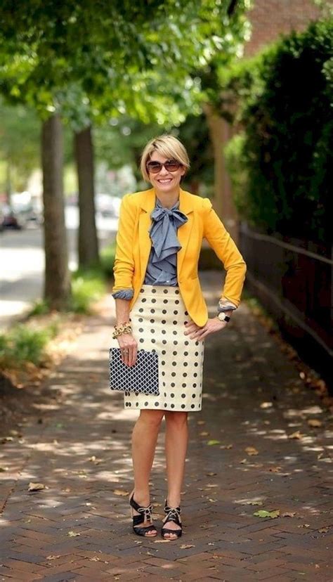 Light blue polka dot blazer skirt outfit | Short Hair Outfits | Business casual, Casual wear ...