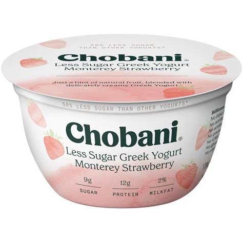 Chobani® Less Sugar Greek Yogurt, Monterey Strawberry 5.3oz - Walmart.com - Walmart.com