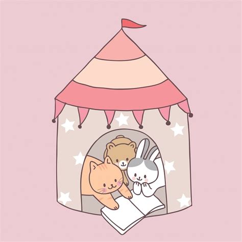 Premium Vector | Cartoon cute animals reading a book