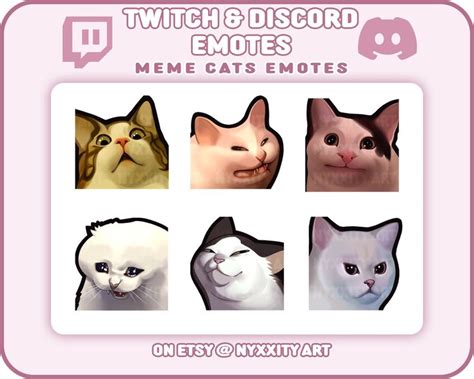 Meme Cats Twitch and Discord Emotes 6 Cute and Funny Emojis for ...