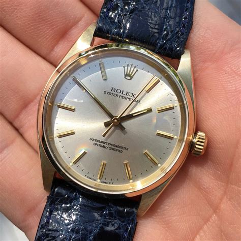 Vintage Rolex Oyster Perpetual 1002 14K Yellow Gold Caliber 1560 Silve ...