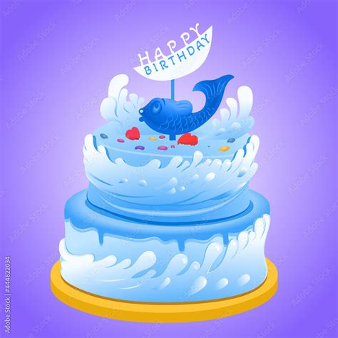 Cartoon birthday cake with topper Stock Vector | Adobe Stock