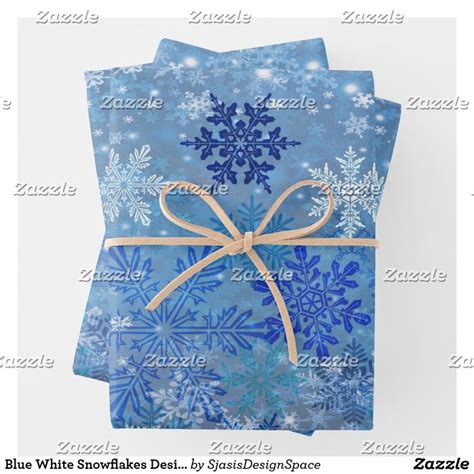 Blue White Snowflakes Design Wrapping Paper Sets | Zazzle | Snowflake ...