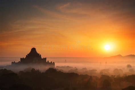 Ancient Buddhist Temples of Bagan Kingdom at Sunrise. Myanmar Stock ...