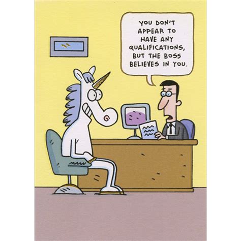 Unicorn Interview : Boss Believes in You Humorous : Funny Boss's Day Card | PaperCards.com