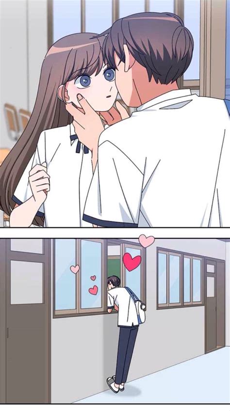 an anime scene with two people kissing and one is holding the other's head