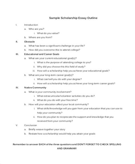 FREE 7+ Sample Scholarship Essay Templates in PDF | MS Word