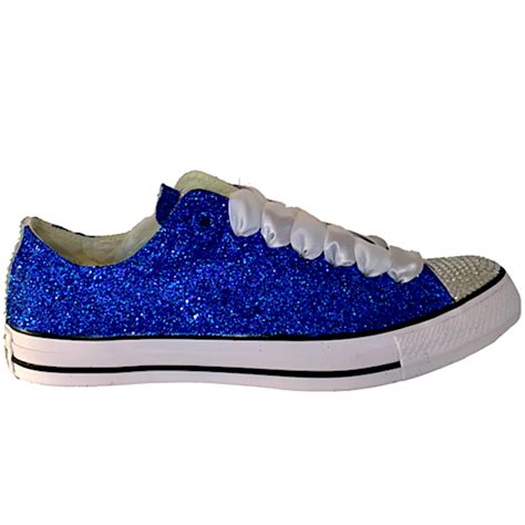 Women's Sparkly Royal Blue Glitter Crystals Converse All Star wedding ...