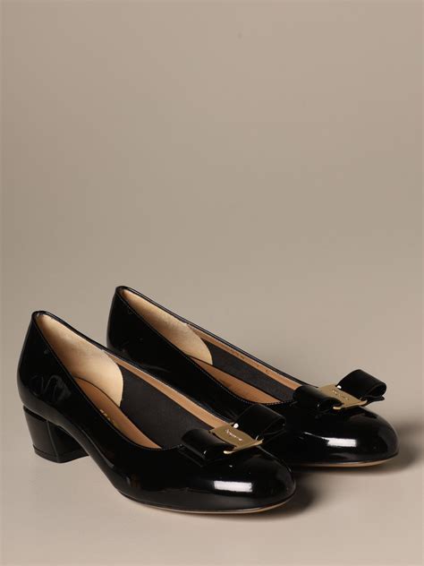 SALVATORE FERRAGAMO: Vara 1 décolleté with patent bow - Black | High Heel Shoes Salvatore ...