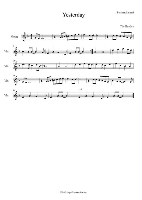 Yesterday Violin Sheet Music | Free Sheet Music