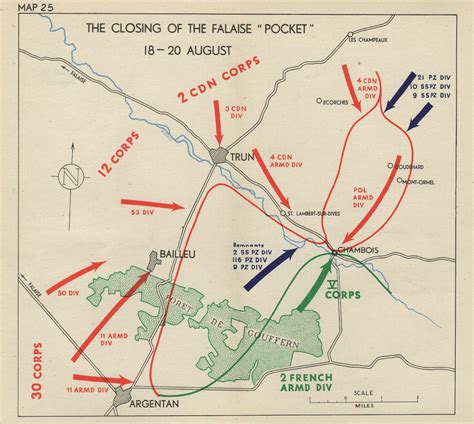 Vintage Map WW2 The Closing Of The Falaise "Pocket" 18 - 20 August | eBay