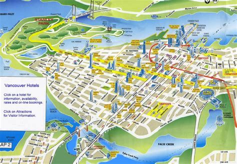 Vancouver map, Vancouver hotels, Tourist attraction