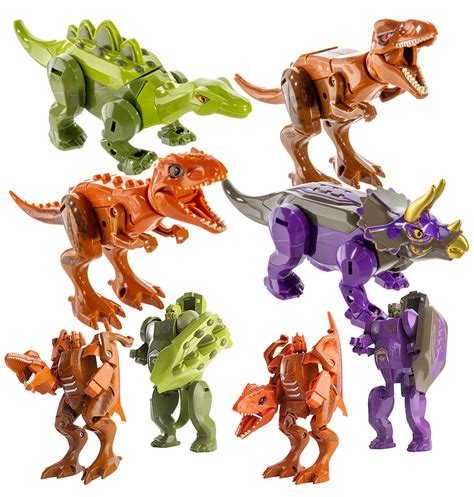 2 in 1 Dinosaur Robot Transforming Toy - Jurassic Dinosaur Robot with Movable Limbs, Tail and ...