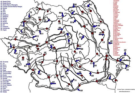 Map of Rivers in Romania