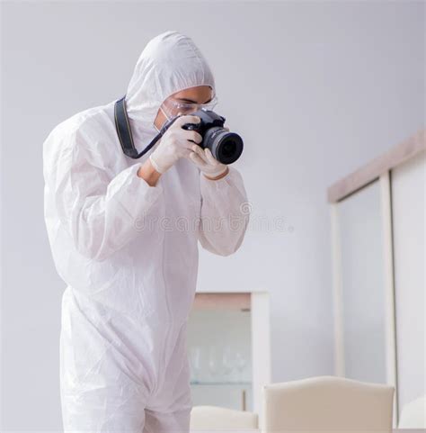 Forensic Expert at Crime Scene Doing Investigation Stock Image - Image ...