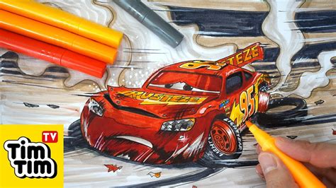 How to draw CARS 3 LIGHTNING McQUEEN crashed badly injured Easy step-by-step for kids | Coloring ...