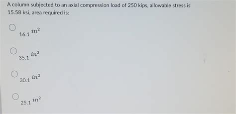 Solved A column subjected to an axial compression load of | Chegg.com