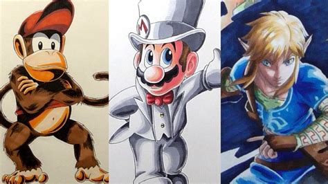 Drawing Nintendo Characters - Compilation - YouTube