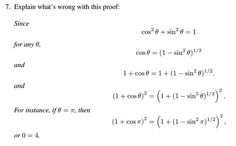 Solved Explain what's wrong with this proof: since cos^2 | Chegg.com