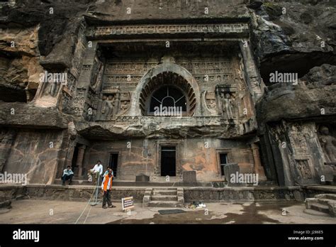 Entrance to Cave 9, one of the grandest Caves at Ajanta, Aurangabad ...